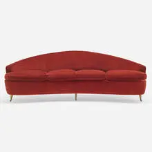 Sofa by attribution Gio Ponti, c. 1950, Loro Piana Alchemy Borioso upholstery, metal, sold May 2023
