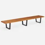 Slat bench, model 4992 by George Nelson & Associates, 1946, birch, lacquered wood, sold May 2023