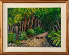 Road with Pigs by Guy Buffet, Oil on Canvas, offered Jun 2022