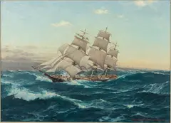 Masted Ship at Sea by Robert Skemp, Oil on Canvas, offered Feb 2022