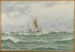 Fishing Boat by Lauritz Sorensen, Oil on Canvas, offered Oct 2021