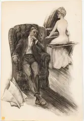 At the Piano by Charles Gates Sheldon, Charcoal on Paper, offered Oct 2021