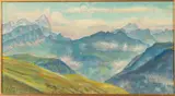 Mountainous Landscape by Oscar Nussio, Oil on Board, offered Oct 2021
