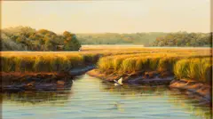 Marsh with Herons by Douglas Grier, Oil on Board, offered Oct 2021