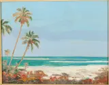 Ocean with Palms by Emmett Fritz, Oil on Masonite, offered Oct 2021