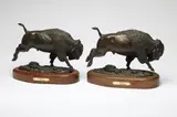 Charge by Jack Bryant, bronze wildlife sculpture pair. Two pieces with impressed signature and, offered Jul 2018
