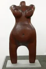 Untitled by Judith Reifman, carved wood abstract figure sculpture. Measures 40" high x 18" wide, offered Mar 2018