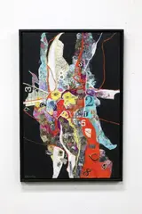 Untitled by Ellen Price, mixed media collage the numbers game, offered Oct 2017