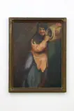 Untitled by Edouard Vysekal, Oil on canvas, scene of man in Medieval tunic and hood, holding a large jug. Not, offered May 2017