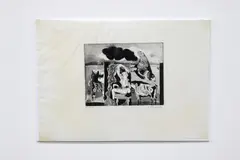 untitled; zinc by K. Laxma Goud, etching, pencil, offered May 2017