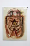 Untitled by Laxman Pai, 1966, Ink drawing with watercolors. Matted, unframed;, offered May 2017
