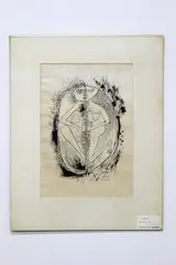 Untitled by Laxman Pai, 1966, Ink drawing. Matted, unframed. Visible, offered May 2017