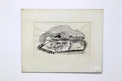 India; Unititled by Laxman Pai, 1966, Ink drawing. Unframed; visible, offered May 2017