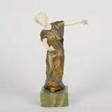 Cold painted by Louis Barthélemy, bronze on onyx base. 8 H x 3 1/3 D x 2 W, offered Nov 2022