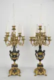 Brass by Brevettato Candelabras, Bronze and marble. 24 H x 12 W in, offered Nov 2022