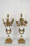 Brass by Brevettato Candelabras, Bronze and porcelain. 24 H x 12 W in, offered Nov 2022