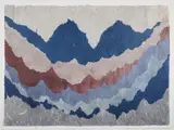 Hand dyed Japan paper by Dion Marx, collage on board. 1986, offered Nov 2022
