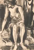 Abstract Nude. Circa 1950s. Signed lower right by Alex Minewski, Ink wash on paper, offered Aug 2022