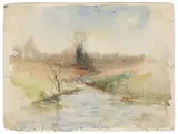 Impressionist River and Landscape.' by John Austin Sands Monks, Watercolor, offered Aug 2022