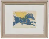 A Mongolian Pony by Ruth Starr Rose, Ink, watercolor and cardboard (paper) cut print technique, offered Aug 2022