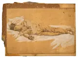 Untitled by attri. Hugo Bruel, Graphite and gouache on paper laid on board. Identified on verso, offered Aug 2022