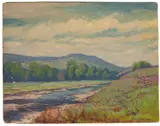 River Pastures - Woodstock, Vermont by O. Victor Humann, Oil on paper mounted on artist board, offered Aug 2022