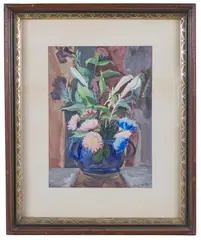Modernist Still life by Howard Hardy, Gouache on paper, offered Aug 2022