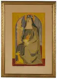 Porchoir by Erik Olson, lithograph with paint and color pencil. 1952, offered Aug 2022