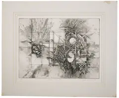 Spaces Revisted by Jak Kovatch, 1980, Etching, offered Aug 2022