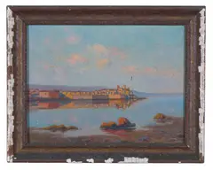 Bay of Antibes (December) 1921 by H. Peabody Flagg, Oil on canvas, offered May 2022