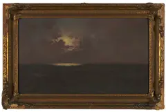 Moonlit Ocean Scene by H. Peabody Flagg, Oil on canvas. 1918, offered May 2022