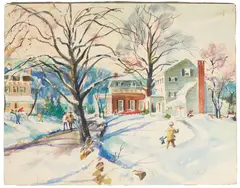 The First Snow by Cecile Ryden Johnson, Watercolor on artist board, offered May 2022
