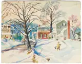 The First Snow by Cecile Ryden Johnson, Watercolor on artist board, offered May 2022