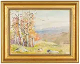 Impressionist Autumnal Landscape by Nan Greacen, Oil on canvas board, offered May 2022