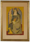 Porchoir by Erik Olson, lithograph with paint and color pencil. 1952, offered May 2022