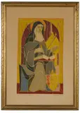 Porchoir by Erik Olson, lithograph with paint and color pencil. 1952, offered May 2022