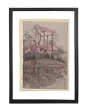 Harusame (aka Yozakura in Rain) from the Eight Scenes of Cherry Blossoms - circa 1935 by Hiroshi Yoshida, woodblock on paper, sold Jul 2024