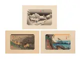 Kanbara: Night Snow (yoru no yuki) by Utagawa Hiroshige, woodblock on paper, sold Jul 2024