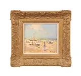 Untitled - Impressionist Style Figural Beach Scene - late 20th century by Niek Van der Plas, oil on board, sold Sep 2024