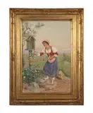 At the Shrine by Luigi Olivetti, watercolor on paper, sold Jun 2024