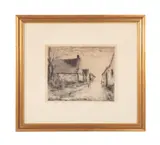 Boissy-les-Perches by Maurice de Vlaminck, drypoint etching on paper, sold Jun 2024