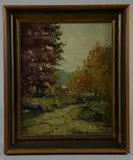 Impressionist landscape painting by Charles W. Dahlgreen, oil on board, sold Dec 2018