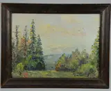 Impressionist landscape painting by David Davies, oil on board, sold Dec 2018