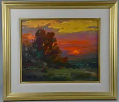 Western landscape painting by Ovanes Berberian, oil on board, sold Dec 2018