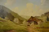 large landscape painting by Hans Liebl, oil on masonite, offered Nov 2018