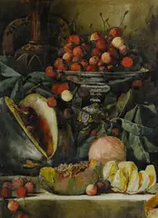 Still Life with Cherries by Arthur Dudley, watercolor on paper, sold Nov 2018