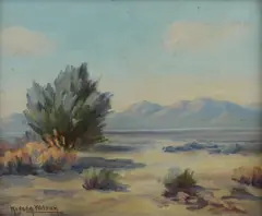 Western Desert Landscape painting by Nevada Wilson, oil on board, sold Nov 2018