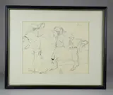 Untitled by Lajos Szalay, ink Nativity drawing, sold Oct 2018