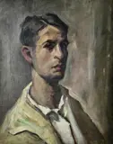self portrait by Salvatore Pinto, acrylic on canvas, sold Oct 2018