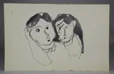 Untitled by Biagio Pinto, ink and wash on paper of a man and woman, sold Oct 2018